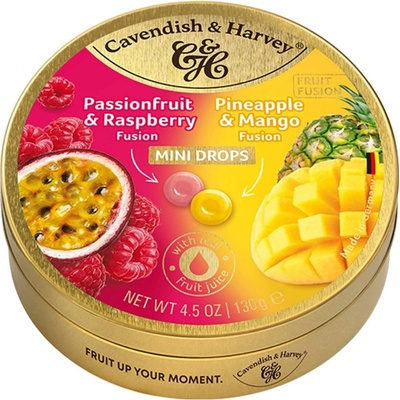Cavendish & Harvey Mini Drops s příchutí passionfruit, malin, ananasu a manga 130 g