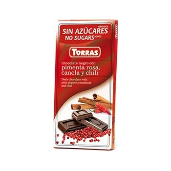 Torras Čokoláda hořká se skořicí a pepřem bez cukru 75 g