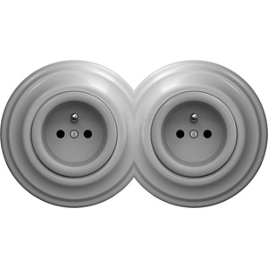 Kliklap - Двоен ретро домашен контакт с рамка, 230 V, сив (KA0053B)
