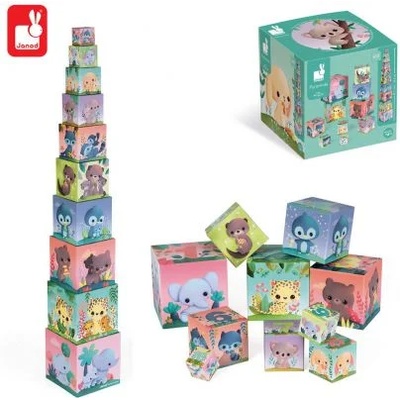 Janod - Пирамида от кубчета - Сладки животни (J02652)