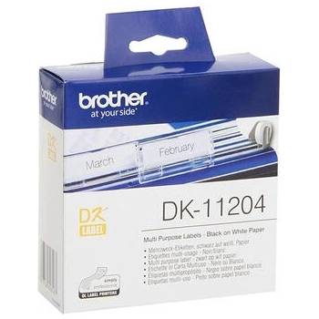 Brother Етикети DK11204, мултифункционални, 17 x 54 mm, бели, 400 броя в ролка (DK11204)