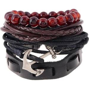 HARAHU Мъжки гривни VI-33178 Anchor - Черна KP33178