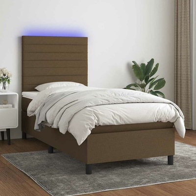 vidaXL 11461.3134928 Boxspring postel s matrací a LED tmavě hnědá textil
