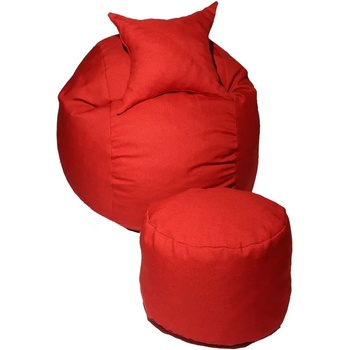 Image 1 of PUFRELAX Комплект, Барбарон с табуретка за крака и декоративна възглавница, 500л. Matusalem - Montana red, Перящ се калъф, Подходящ за деца, Пълнеж с микс от мемори пяна и дунапрен, Гама Diamond, 8134 (PUF-M-MOP-D-MR)