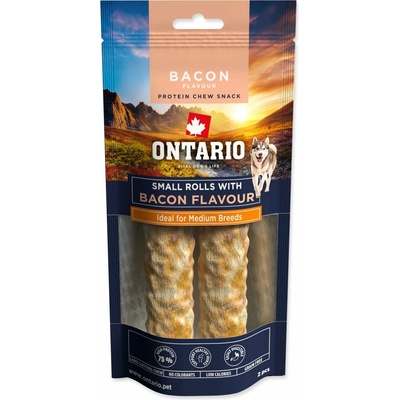 Ontario Protein příchuť slanina žvýkací rolka malá 2ks 12,7cm