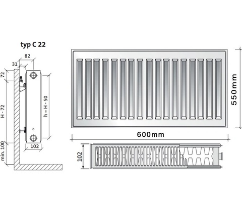 Purmo C22 550 x 600