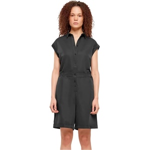 Urban classics Viscose Twill short sleeve romper - Black (Black)
