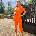 AX Paris V Neck Short Sleeve Belted Elasticated Cuff Jumpsuit - Burnt Orange