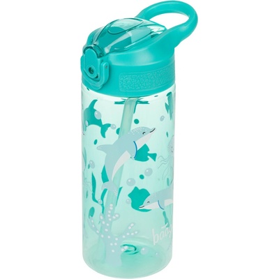 Baagl Tritanová fľaša na nápoje so slamkou Delfín, 500 ml