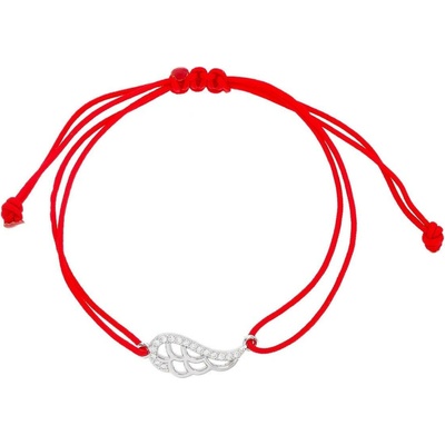 Bealio 13269 stříbrný náramek ANDĚLSKÉ KŘÍDLO shamballa provázek 17+3 cm 03-13269-2911