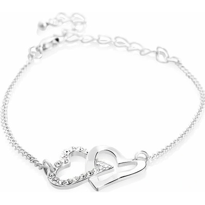 JSB Bijoux dvojsrdiečko zdobené krištáľovými kameňmi Swarovski®