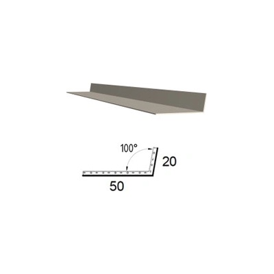 Koutová lišta z poplastovaného plechu Viplanyl 20×50 mm, r. š. 70 mm, úhel 100-110° (vnitřní)