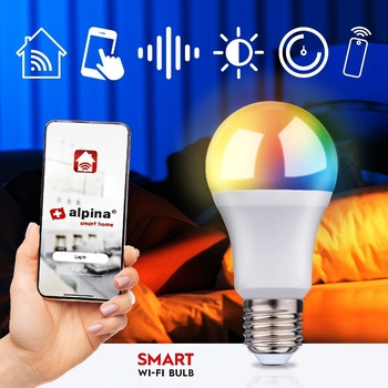 ALPINA Chytrá žiarovka LED RGB WIFI biela + farebná E27 ED-225433