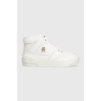 Tommy Hilfiger Кожени маратонки Tommy Hilfiger TH BASKET SNEAKER HI в бяло FW0FW07757 (FW0FW07757)