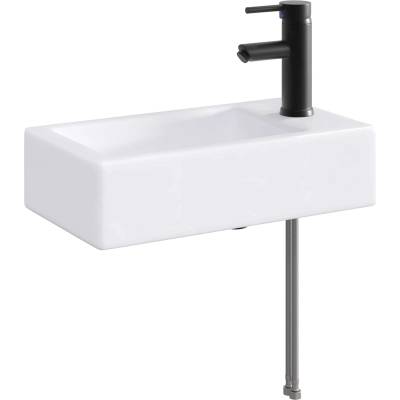 vidaXL Мивка за баня Матово черно 45, 5 x 25, 5 x 13 см Метал (890223)
