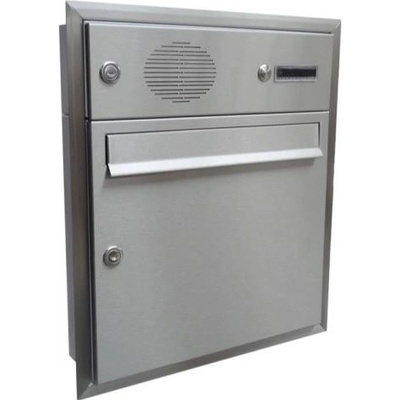 DOLS A-01-U - nerezová poštová schránka na zamurovanie, s hovorovým modulom Urmet, menovkou a zvončekovým tlačidlom