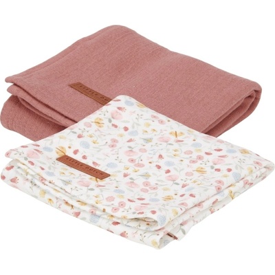 Little Dutch swaddle 70 x 70 Květiny a motýli Pure pink 2 ks