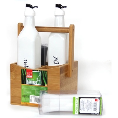 Horecano HORECANO-К-кт 5ел. бамбукова стойка 15x15xh23cm, бутилки 500cc, мелнички 15cm (HC-343) (343)