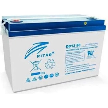 Image 1 of Ritar Оловна AGM Deep Cycle Батерия за соларни системи RITAR (DC12-80), 12V, 80Ah, 350 / 167 /180 mm F15/M8 / F11/M6 RITAR (RITAR-DC12-80)