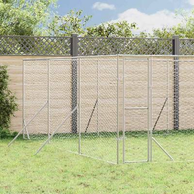 vidaXL Venkovní psí kotec stříbrný 600 x 600 x 200 cm