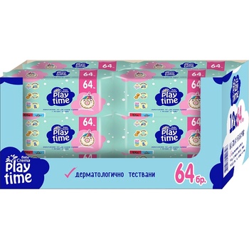 Baby Crema Влажни кърпички Baby Crema Play time - Crispy cookies and Magic donut, 12 х 64 броя, асортимент (12*2200)