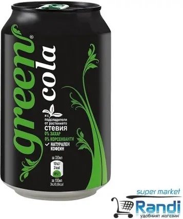 Green Cola Газирана напитка Green Cola кен 330мл