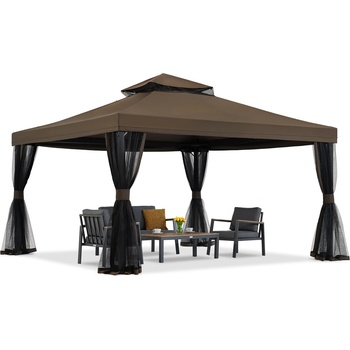 Garden Point Кафяв градински павилион с мрежа против комари Valencia 4x4m Garden Point (GAP1128)