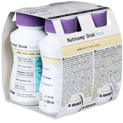 NUTRICOMP Drink Renal Vanilka perorální roztok 4 x 200 ml