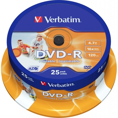 Verbatim DVD-R 4,7GB 16x, AZO, printable, spindle, 25ks (43538)