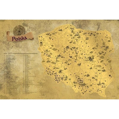Stírací mapa Polska Deluxe - zlatá