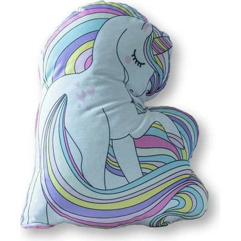 DETEXPOL Tvarovaný mikroplyšový vankúš Jednorožec srdiečka Polyester 39x30