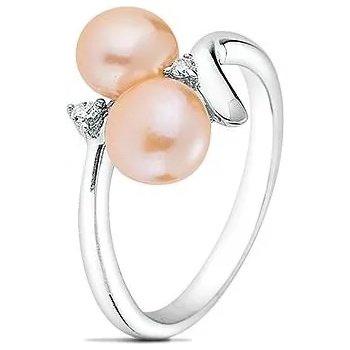 Image 1 of Swan Сребърен пръстен с розови перли и циркони FN693R Swan