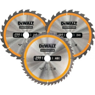 DeWalt DT1963 - Balení 3 pilových kotoučů do stacionární kotoučové pily na stavbu