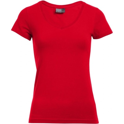 Promodoro Tričko 3086 Slim Fit s výstřihem do V krátký rukáv dámské COT-403086u3500 Červená ohnivá