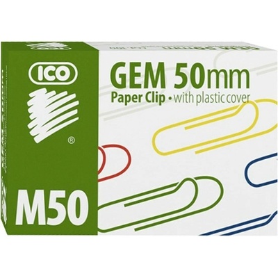 Sponky na papier ICO 50 mm, farebné, balenie po 100 kusoch 7350050002
