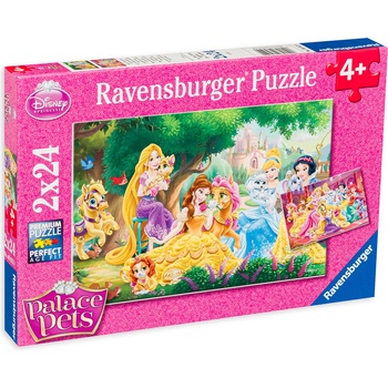 Ravensburger Пъзел Ravensburger от 2 x 24 части - Най-добрите приятели на принцесите (08952)