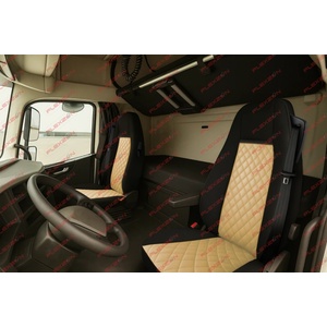  Комплект 1+1 тапицерия от еко кожа за volvo fh12 euro 5 2006- 2015 - бежово-черно