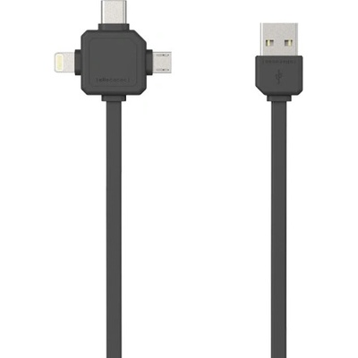 allocacoc Кабел Allocacoc USB cable 9003GY, от USB(м) към USB type-C(м)/Lightning(м)/Micro USB(м), 1.5m, сив (9003GY/USBC15)