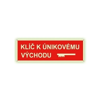 Klíč k únikovému východu - fotoluminiscenční tabulka s dírkami, plast 2 mm 300x75mm