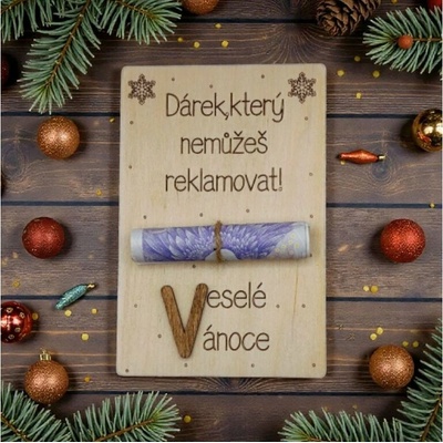 Dekorace z Řečice Dřevěné přání na peníze "vánoční"