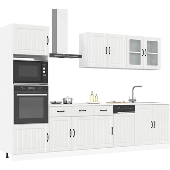 vidaXL Комплект кухненски шкафове, 7 части, "Lucca", бяло гланцово инженерно дърво (3314743)