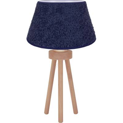 Duolla - Настолна лампа BOUCLE 1xE27/15W/230V Ø 28 см син/дърво (DU601467)