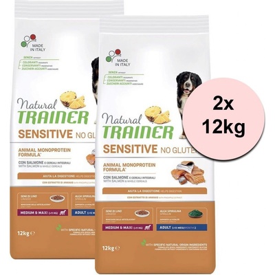 Nova Foods Trainer Natural SENSITIVE No Gluten Adult Medium / Maxi Salmon 2 x 12 kg