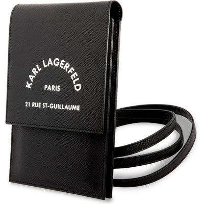 Púzdro Karl Lagerfeld Saffiano Rue Saint Guillaume Wallet Phone Bag čierne