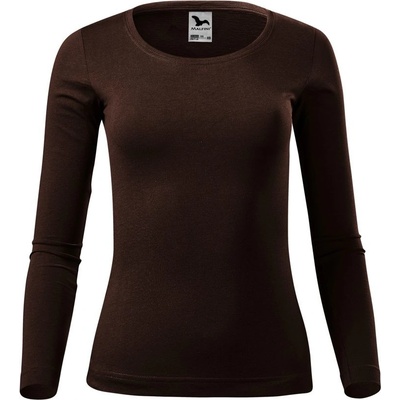 MALFINI Dámske tričko s dlhým rukávom Fit T Long Sleeve Kávová