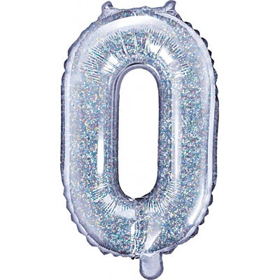 Balónek fóliový číslo "0" holografický 35 cm