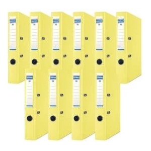 DONAU Premium Slim Folder Pack of 10/DIN A4/5 cm/10 Pieces/Yellow/Plastic Cover PP/Carton Paper Slot Folder Office Folder File Ring Binder/Green Dot - 3955001PL-11