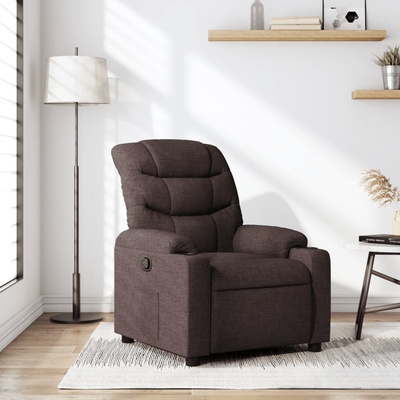 Shumee elektrické masážní polohovací křeslo tmavě hnědé textil
