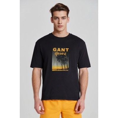 Gant Washed Graphic SS T-Shirt čierne