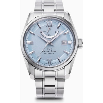 Orient Star RE-AU0109L Мъжки часовник - Автоматичен, Ледено-Син Циферблат, 38.5мм, Резерв 50ч, 100м Водоуст. , Прозрачен Гръб